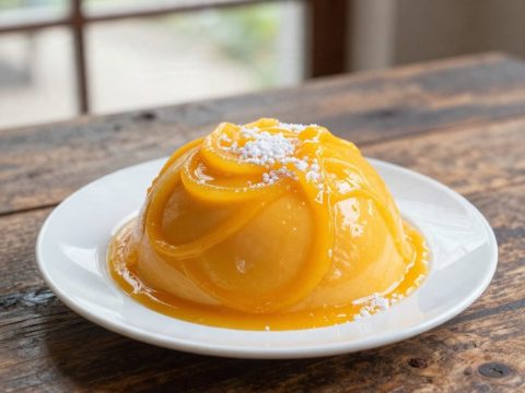 Photo culinaire de mousse à la mangue, cuisine guadeloupéenne